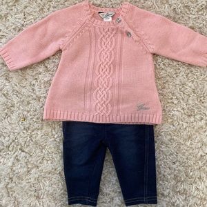 Guess? Pink Cable Knit Sweater & Jeggings